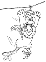 A coloring page of chicken run